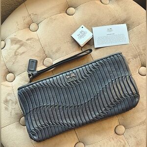 Coach Madison Gathered Leather Zip Clutch/Wristlet